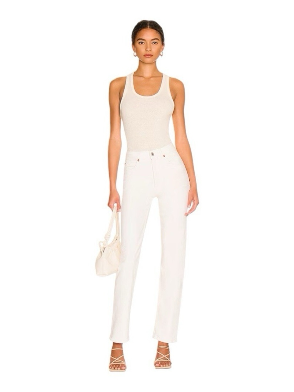 NWT RE/DONE 70s Ultra High Rise Stove Pipe Jeans Cream 25 Straight